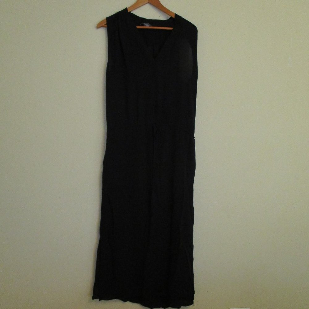 Black, silk maxi dress